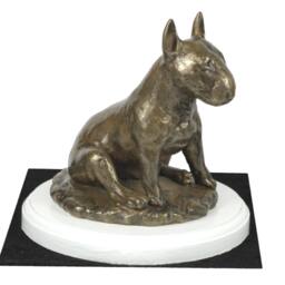 Bull Terrier Mum, Dog On White Wooden Base Statue, Limited Edition, Artdog - thumbnail 3
