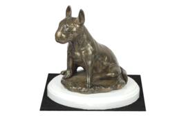 Bull Terrier Mum, Dog On White Wooden Base Statue, Limited Edition, Artdog