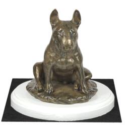 Bull Terrier Mum, Dog On White Wooden Base Statue, Limited Edition, Artdog - thumbnail 2