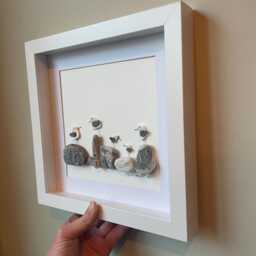 Seagull Wall Art - Framed Pebble Picture Bird Family Handmade in Cornwall - thumbnail 3