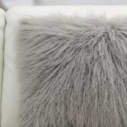 Light Gray Mongolian Sheepskin Fur Cushion Made To Order Custom Sizes Double/Single Sided - thumbnail 4