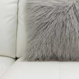 Light Gray Mongolian Sheepskin Fur Cushion Made To Order Custom Sizes Double/Single Sided - thumbnail 2