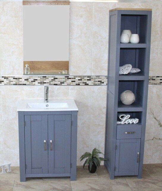 Bathroom Vanity Unit Painted Grey - Ceramic Inset Basin 310Ginset - image 1