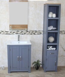 Bathroom Vanity Unit Painted Grey - Ceramic Inset Basin 310Ginset