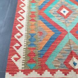 Classic Kilim Rug, Handmade Artisan Afghan Turkish Persian Qashqai Navajo Bohemian Natural Wool Flatweave Multicolour Rug 151x96 cm - thumbnail 4
