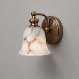 Handcrafted Brass Alabaster Wall Sconce - Bathroom Vanity Light Mid Century Bedside Lamp Home Decor - thumbnail 3