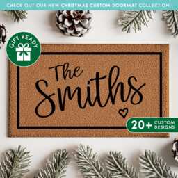 Custom Coir Doormat, Personalized Welcome Mat For Front Porch, Funny Housewarming Gift, Name, Family Indoor/Outdoor Use - thumbnail 1