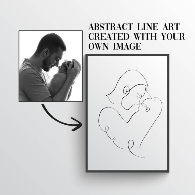 Hand Digital Drawn Abstract Line Art Your Own Image - Custom Unique Modern Wall Physical Paper Copy Commission - image 1
