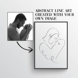 Hand Digital Drawn Abstract Line Art Your Own Image - Custom Unique Modern Wall Physical Paper Copy Commission - thumbnail 1