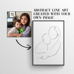 Hand Digital Drawn Abstract Line Art Your Own Image - Custom Unique Modern Wall Physical Paper Copy Commission - thumbnail 2