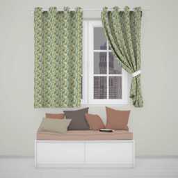 Yellow Garden Flowers Blue Background Seamless Botanical Pattern Readymade Eyelet Ring Top Thermal 100% Blackout Curtains - thumbnail 1
