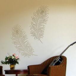 Peacock Feather Grande Wall Art Stencil - Size Small Reusable Diy Stencils Easier Than Decals