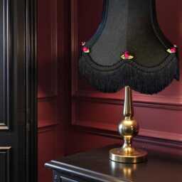 Traditional Black Fabric Roses Lampshade Handmade For Table & Floor Standard Lamps Shades, Wall Light Fixtures, Ceiling Pendant Fittings - thumbnail 3