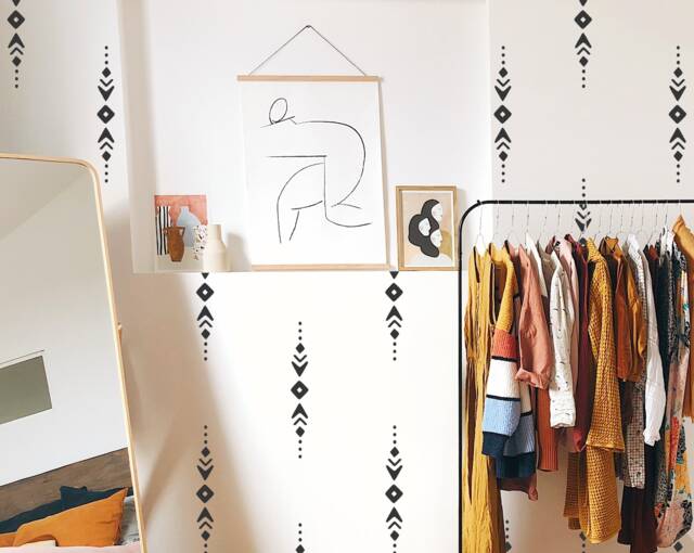 Tribal Pattern Wall Decals - Modern Stickers, Boho Nursery Decor, Kids Room Art, Scandinavian Home Decor - image 1