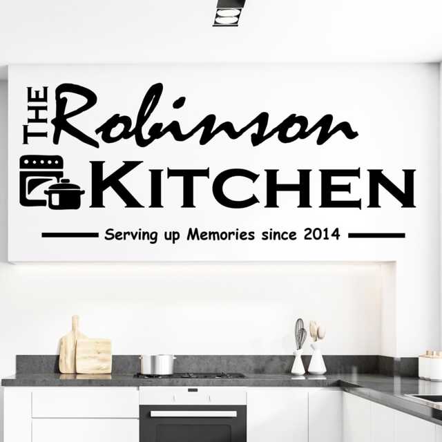 Custom Family Name Kitchen Wall Decal - Personalized Vinyl Sticker Home Decor - image 1