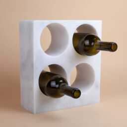 Handmade White Marble Wine Bottle Holder Modern Stone Rack - thumbnail 3