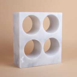 Handmade White Marble Wine Bottle Holder Modern Stone Rack - thumbnail 4