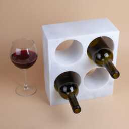 Handmade White Marble Wine Bottle Holder Modern Stone Rack - thumbnail 2