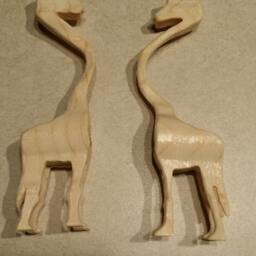 Kissing Giraffes Miniature Wood Carving Hand Carved Carolina Pine - thumbnail 4