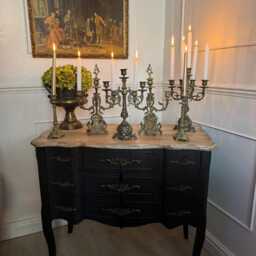 Upcycled French-style Curved Chest Of Drawers - Black Noir Vintage Dresser - thumbnail 2