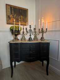 Upcycled French-style Curved Chest Of Drawers - Black Noir Vintage Dresser - thumbnail 1
