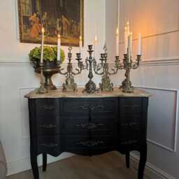 Upcycled French-style Curved Chest Of Drawers - Black Noir Vintage Dresser - thumbnail 2