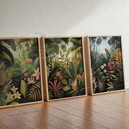 Henri Rousseau Floral Set Of 3 Posters, Boho Wall Print, Botanical Decor, Tropical Jungle Aesthetic, Matisse Art - thumbnail 2