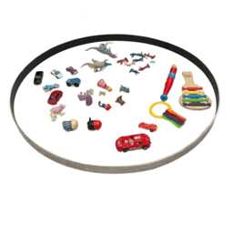 Pop Art Side Table - Transparent Epoxy Resin, Colorful Block Base, Silver Ring Accent - thumbnail 3