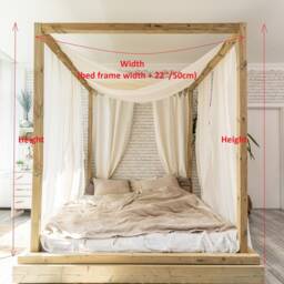 Canopy Curtains, Semi Sheer Linen Bed Custom Canopy Over The Bed, Off White Extra Long Set Of 2 Drapes - thumbnail 2