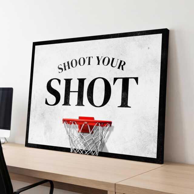 Shoot Your Shot Basketball Hoop Quote Motivational Inspirational, Framed Canvas Wall Art Poster Print, Home Office & Room Decor, Gift Idea - image 1