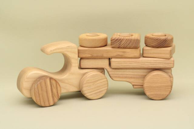Wooden Car Constructor Montessori Educational Toy With Trailer - image 1