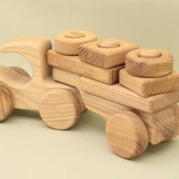Wooden Car Constructor Montessori Educational Toy With Trailer - thumbnail 4
