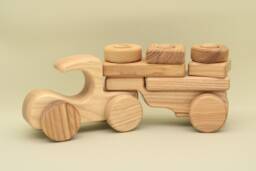 Wooden Car Constructor Montessori Educational Toy With Trailer - thumbnail 1
