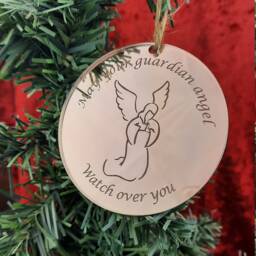 Christmas Guardian Angel - Mirror Decorations Hanging Tree Ornaments, Laser Engraved, Bauble - thumbnail 3