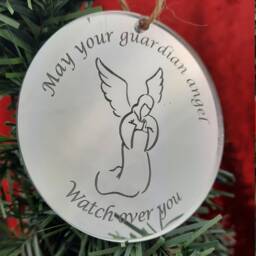 Christmas Guardian Angel - Mirror Decorations Hanging Tree Ornaments, Laser Engraved, Bauble - thumbnail 2