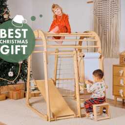 Montessori Climbing Gym Birch Wood Kids Indoor Playset - thumbnail 3
