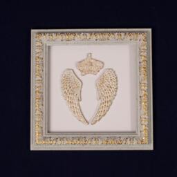 3D Angel Wings Wall Art - Gold & White Room Decor - thumbnail 2