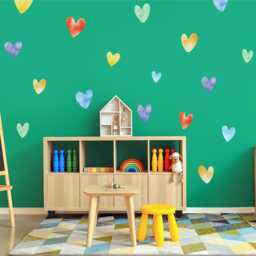 Watercolour Love Heart Wall Stickers in Rainbow Colours, Colourful Decals - thumbnail 2
