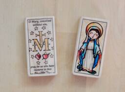 st Mary Of The Miraculous Medal Patron Saint Block With Gift Bag// Immaculate Conception // Catholic Toys By Almondrod