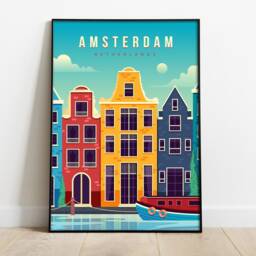 Amsterdam Retro Travel Poster Netherlands City Art Print - thumbnail 2