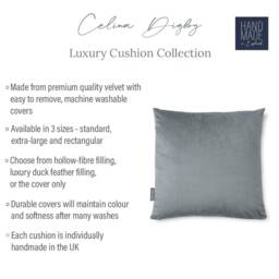 Luxury Super Soft Velvet Cushion - Silver Grey Available in 3 Sizes - Square Or Rectangular, Feather Filling Option Covers Only - thumbnail 3