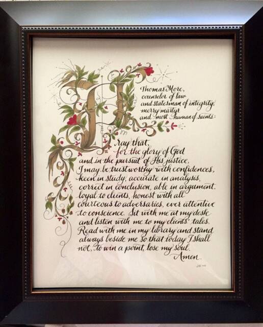 Lawyer's Prayer Calligraphy Art Print St. Thomas More Gift - image 1