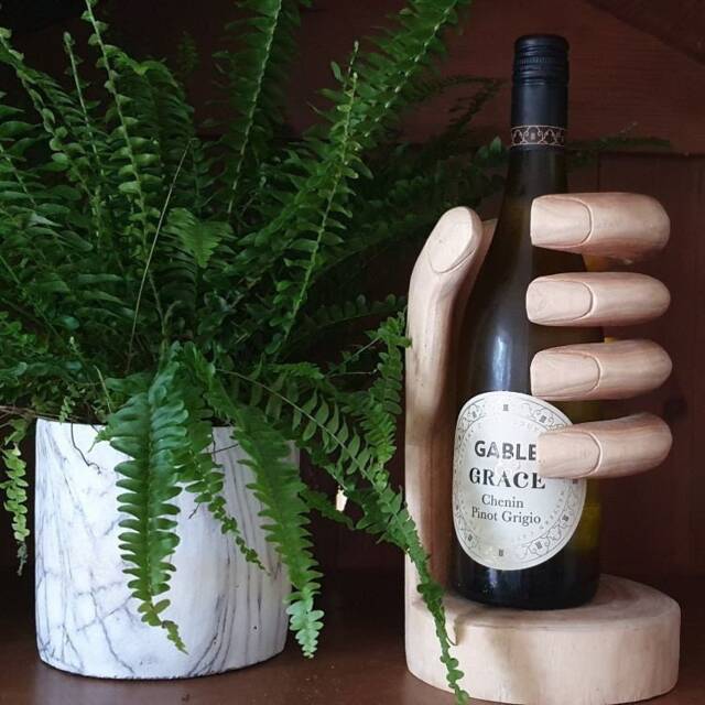 Hand Carved Suar Wood Wine Bottle Holder - image 1