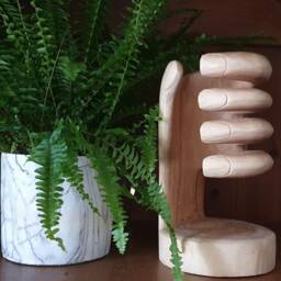 Hand Carved Suar Wood Wine Bottle Holder - thumbnail 2