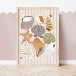 Sea Shells Print in Neutral, Unframed Nursery Print, Girl Bedroom Decor, Ocean Nursery, Teen - thumbnail 2