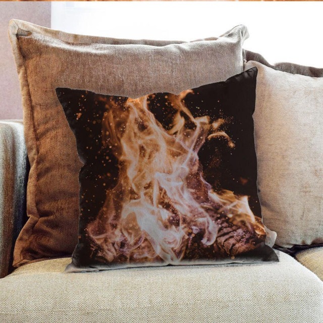 Outdoor Fire Logs Wood Photography - Decorative Pillow Throw Cushion Fabric , Case Cover Or With Filling
