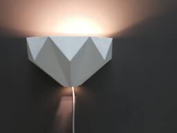 Origami Ceramic Wall Sconce, Sculptural Plug-In Bedroom Light - Naaya Origami - thumbnail 1