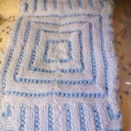 Knitted Handmade Patch Work Blanket in Pink Or Blue - thumbnail 3