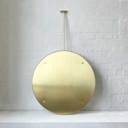 Orbis??? Ceiling Suspended Illuminated Round Mirror With Full Brass Frame - thumbnail 2
