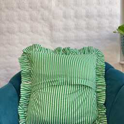 Quilted Cushion Pure Soft Cotton Cover - Botanical Floral Home Decor Interiors Bed Bedroom Living White Blue Green - thumbnail 3
